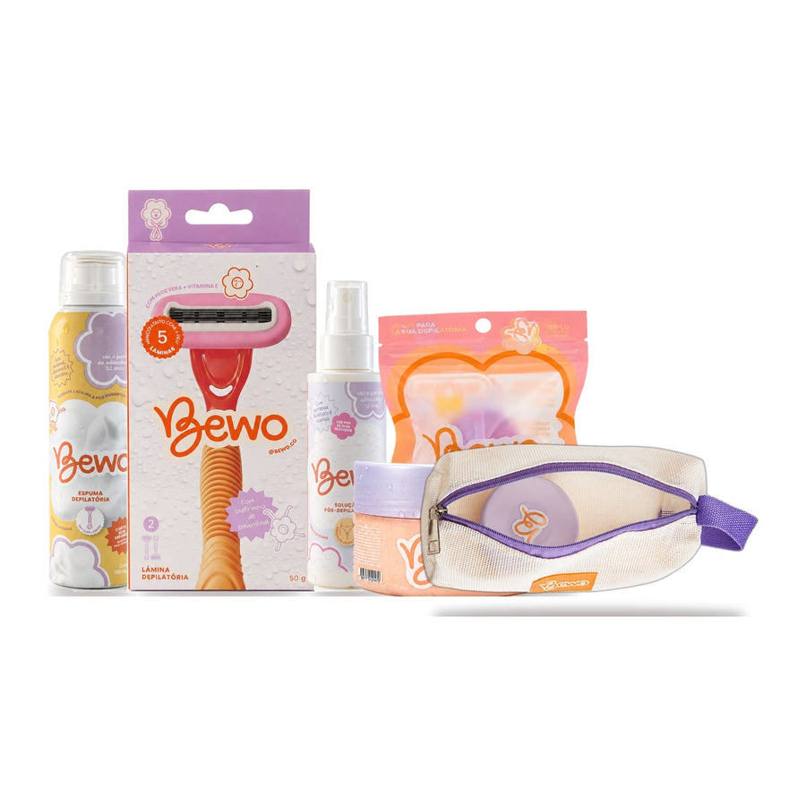 KIT 20% + necessaire de presente - Lâmina + Espuma + Bruma + Apoio + Esfoliante
